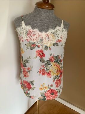 Abercrombie & Fitch Floral Lace Trim Camisole Tank Top